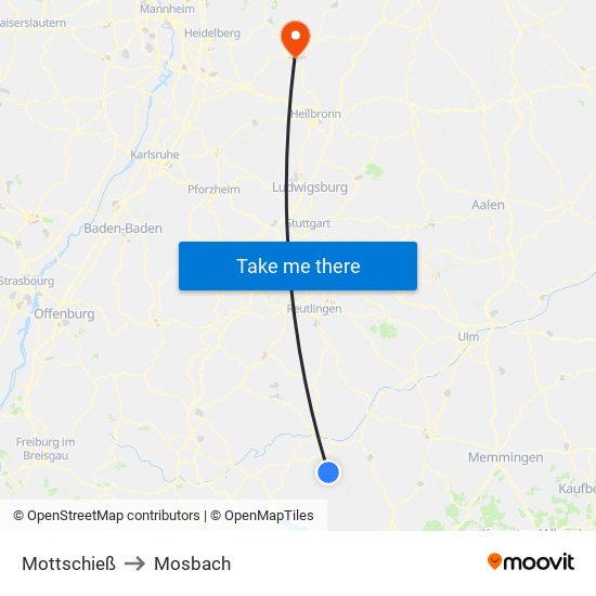 Mottschieß to Mosbach map