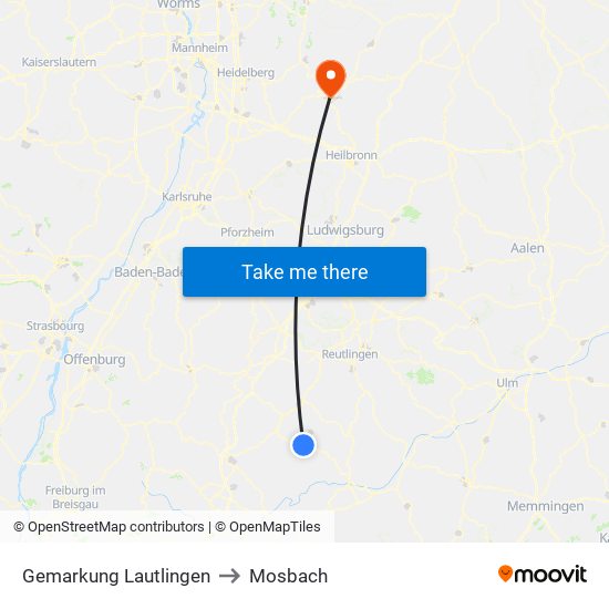 Gemarkung Lautlingen to Mosbach map