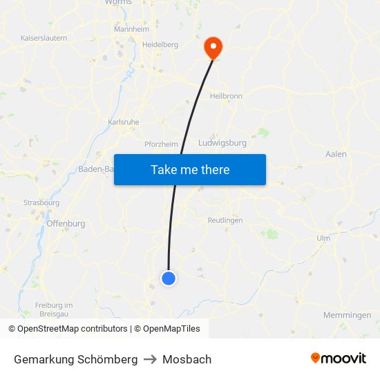 Gemarkung Schömberg to Mosbach map