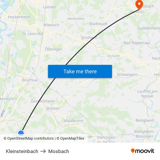 Kleinsteinbach to Mosbach map