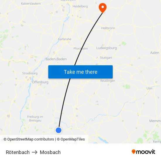 Rötenbach to Mosbach map