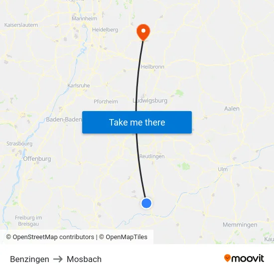Benzingen to Mosbach map