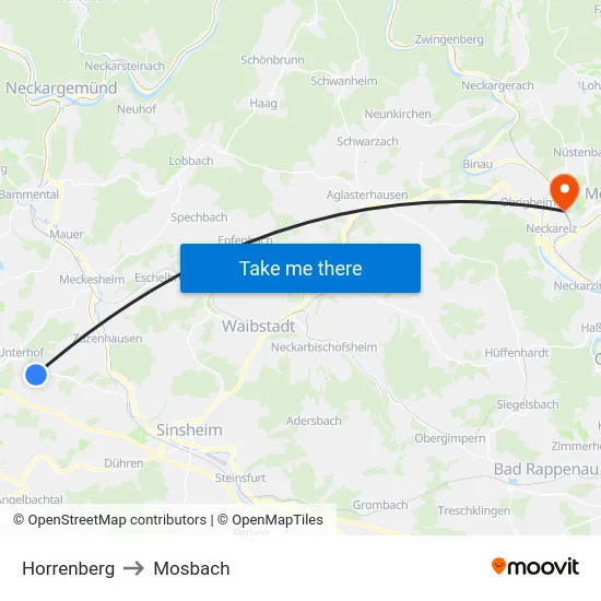 Horrenberg to Mosbach map