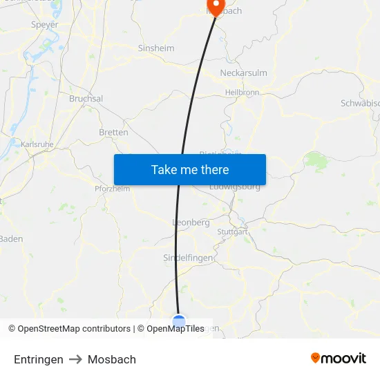 Entringen to Mosbach map