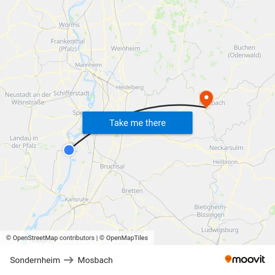 Sondernheim to Mosbach map
