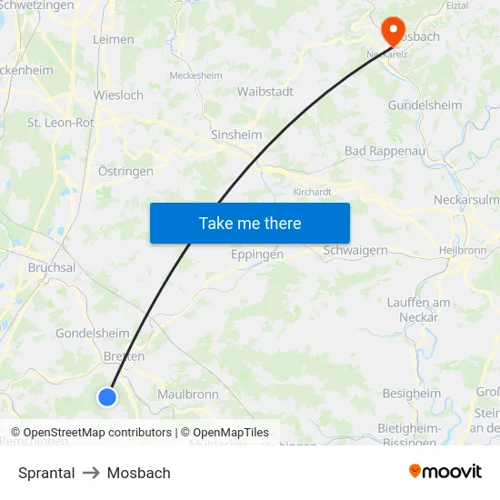 Sprantal to Mosbach map