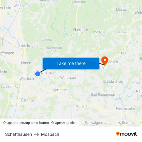 Schatthausen to Mosbach map