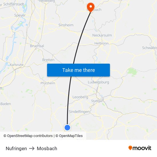 Nufringen to Mosbach map