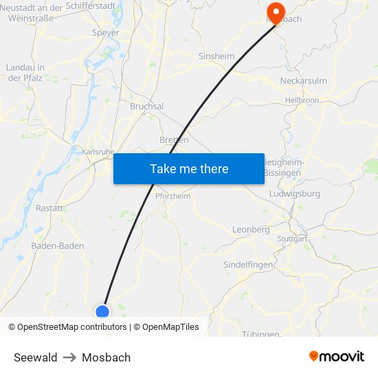 Seewald to Mosbach map