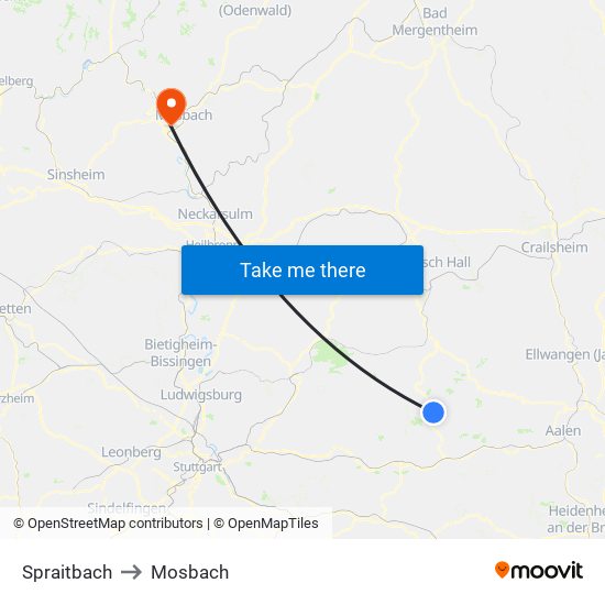 Spraitbach to Mosbach map