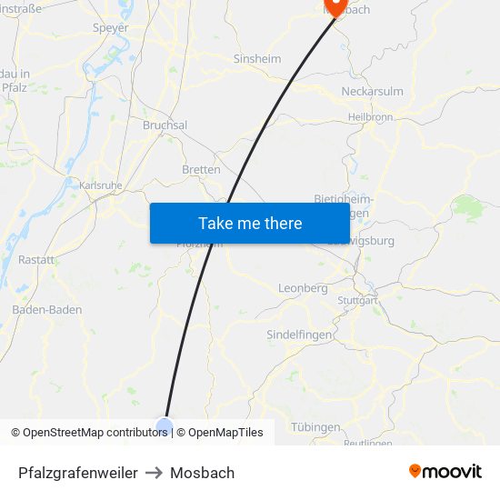 Pfalzgrafenweiler to Mosbach map