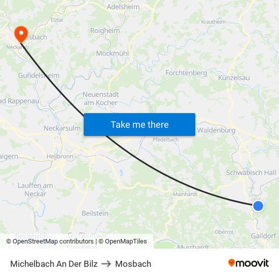 Michelbach An Der Bilz to Mosbach map