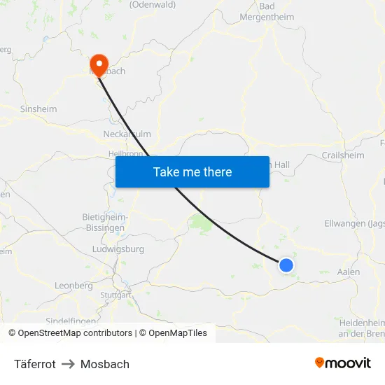 Täferrot to Mosbach map