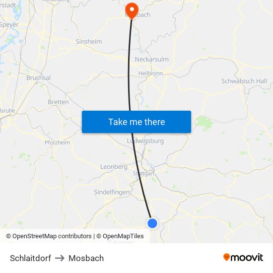 Schlaitdorf to Mosbach map