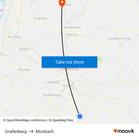 Grafenberg to Mosbach map