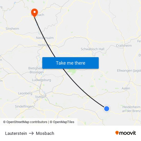 Lauterstein to Mosbach map