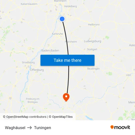 Waghäusel to Tuningen map