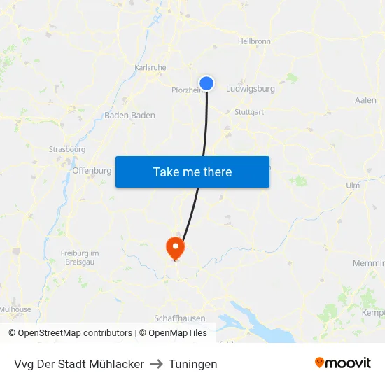 Vvg Der Stadt Mühlacker to Tuningen map