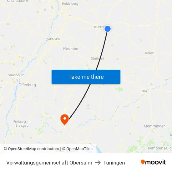 Verwaltungsgemeinschaft Obersulm to Tuningen map