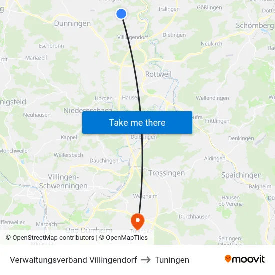 Verwaltungsverband Villingendorf to Tuningen map