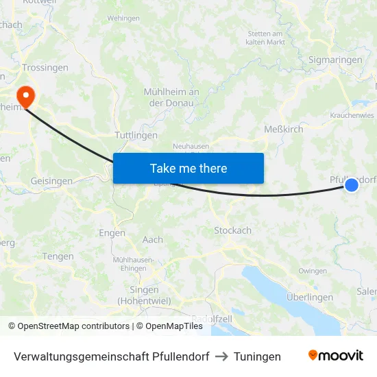 Verwaltungsgemeinschaft Pfullendorf to Tuningen map
