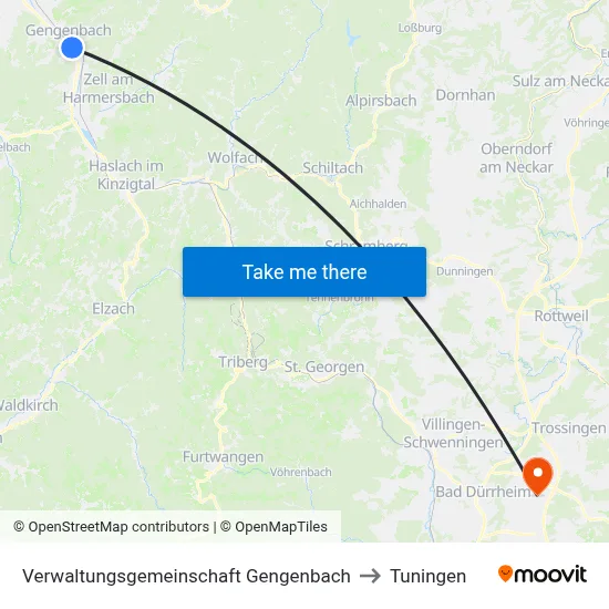 Verwaltungsgemeinschaft Gengenbach to Tuningen map
