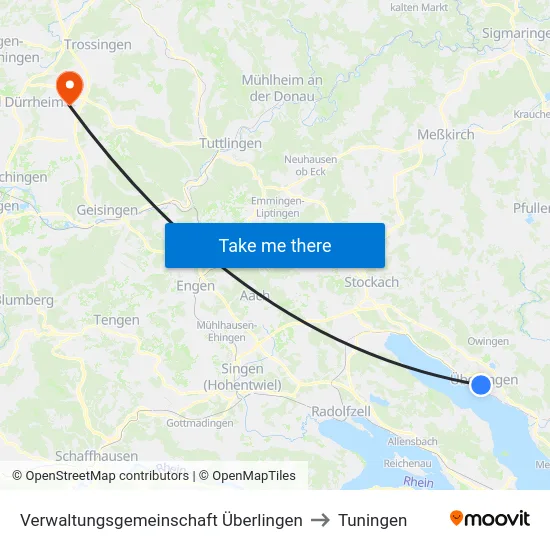 Verwaltungsgemeinschaft Überlingen to Tuningen map