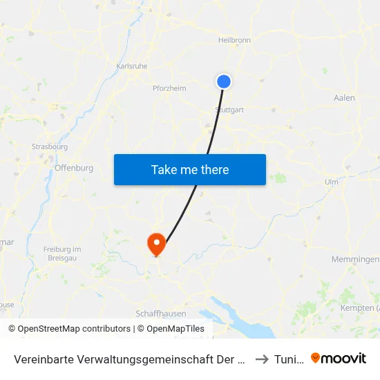 Vereinbarte Verwaltungsgemeinschaft Der Stadt Bietigheim-Bissingen to Tuningen map