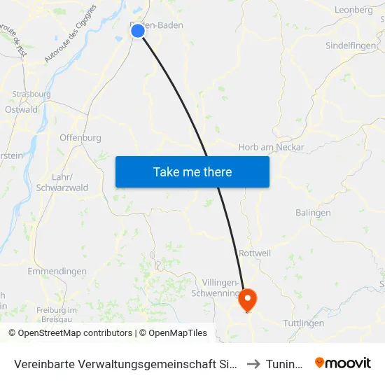 Vereinbarte Verwaltungsgemeinschaft Sinzheim to Tuningen map