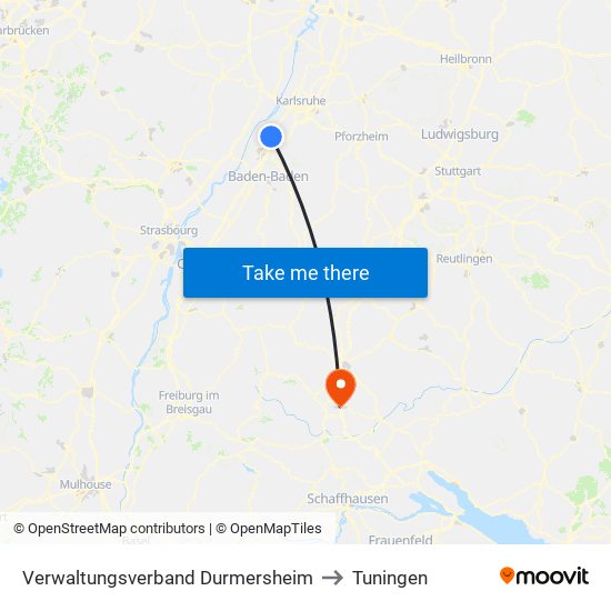 Verwaltungsverband Durmersheim to Tuningen map