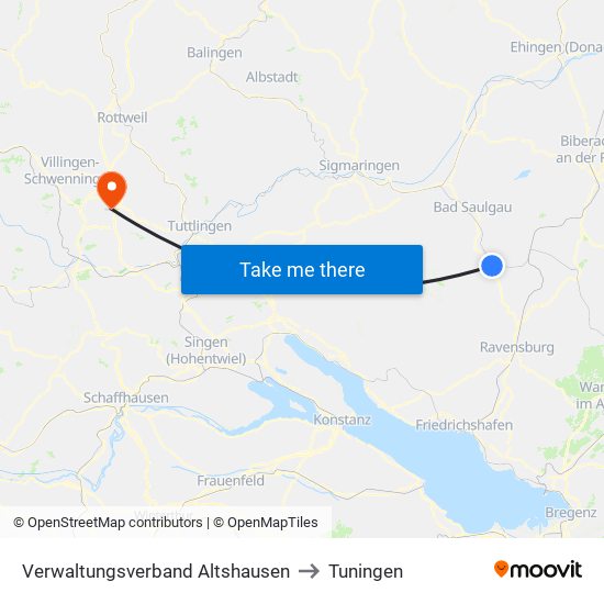 Verwaltungsverband Altshausen to Tuningen map