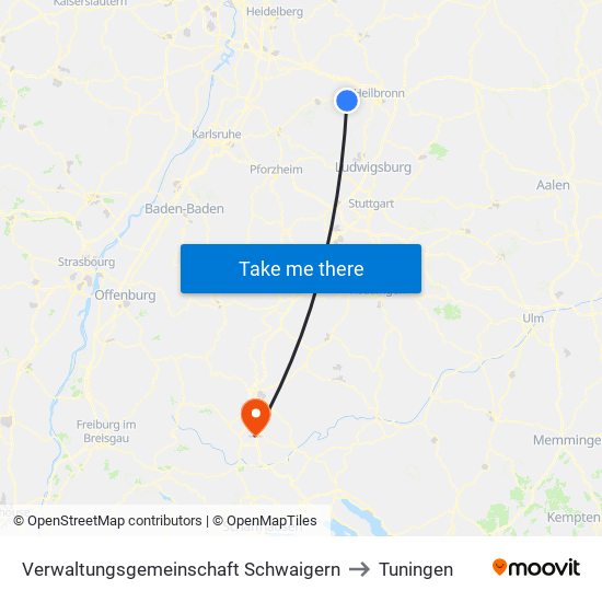 Verwaltungsgemeinschaft Schwaigern to Tuningen map