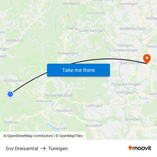 Gvv Dreisamtal to Tuningen map