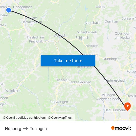 Hohberg to Tuningen map