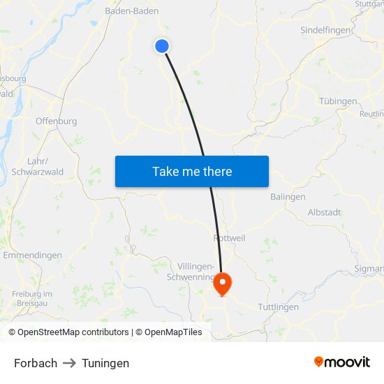 Forbach to Tuningen map