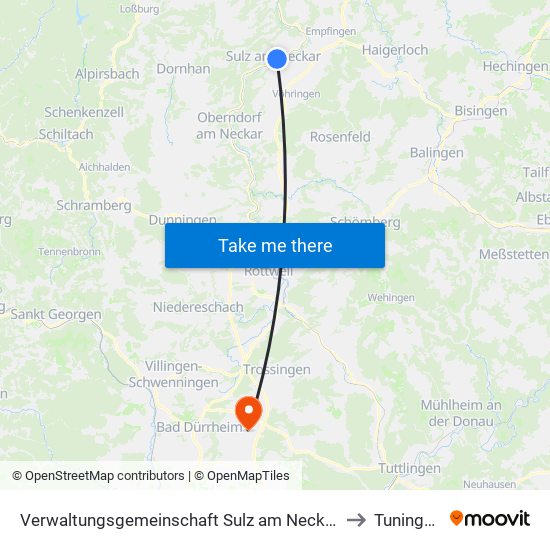 Verwaltungsgemeinschaft Sulz am Neckar to Tuningen map