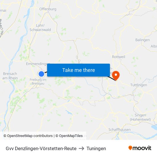 Gvv Denzlingen-Vörstetten-Reute to Tuningen map