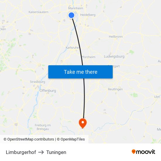 Limburgerhof to Tuningen map