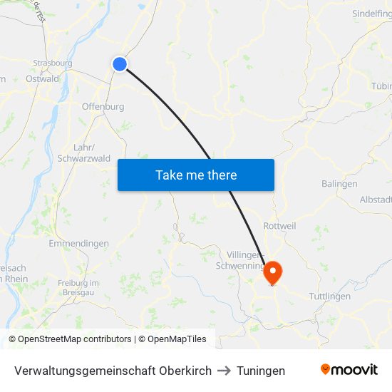 Verwaltungsgemeinschaft Oberkirch to Tuningen map