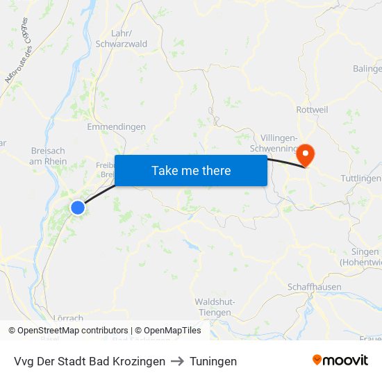 Vvg Der Stadt Bad Krozingen to Tuningen map