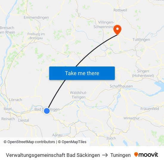 Verwaltungsgemeinschaft Bad Säckingen to Tuningen map