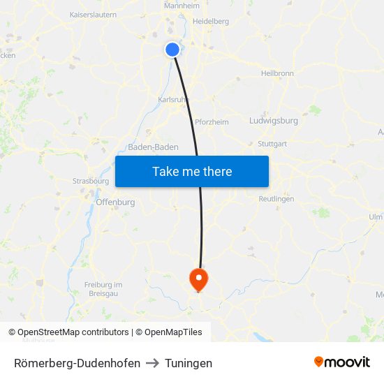 Römerberg-Dudenhofen to Tuningen map