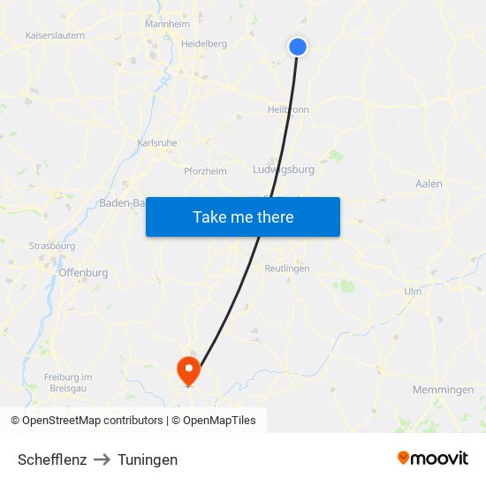 Schefflenz to Tuningen map