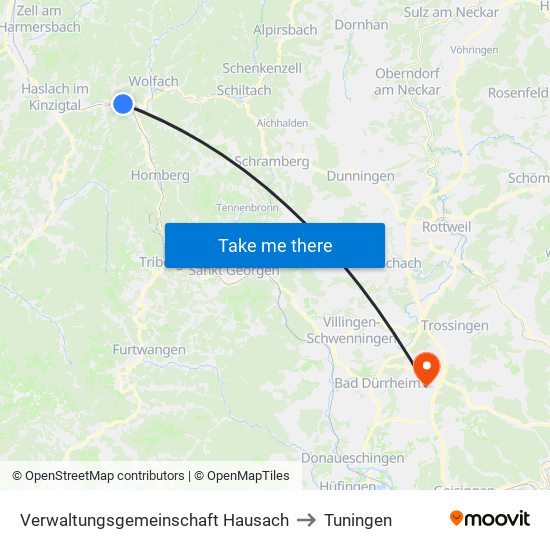 Verwaltungsgemeinschaft Hausach to Tuningen map