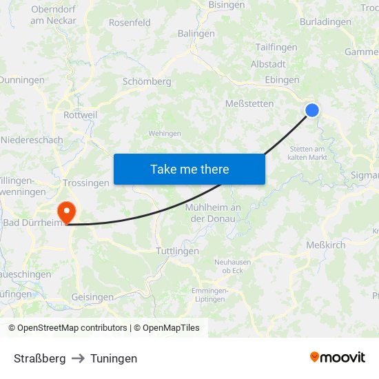 Straßberg to Tuningen map
