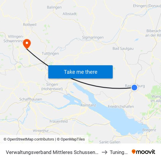 Verwaltungsverband Mittleres Schussental to Tuningen map