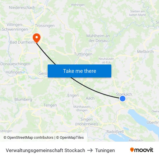 Verwaltungsgemeinschaft Stockach to Tuningen map