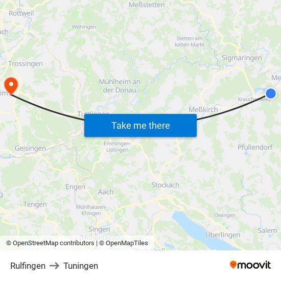 Rulfingen to Tuningen map
