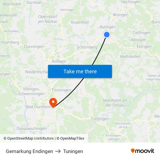 Gemarkung Endingen to Tuningen map