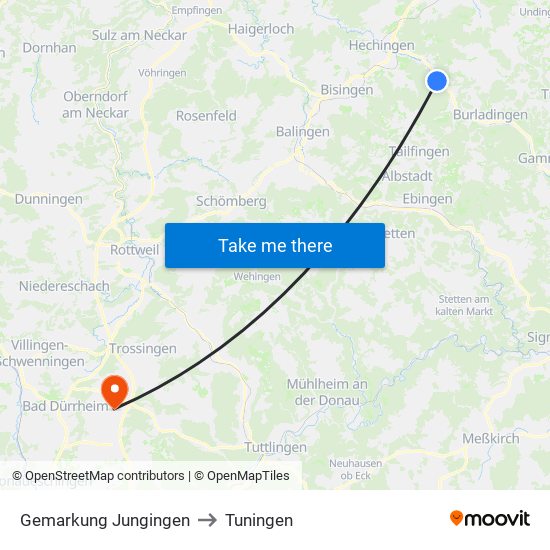 Gemarkung Jungingen to Tuningen map